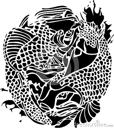 Fish Vector Stencil, Black and White Vector Illustration
